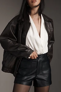 The Colette Faux Leather Shorts by Maeve