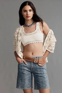 Hudson London Low-Rise Long Denim Shorts