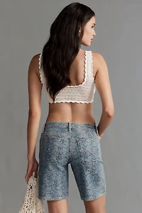 Hudson London Low-Rise Long Denim Shorts