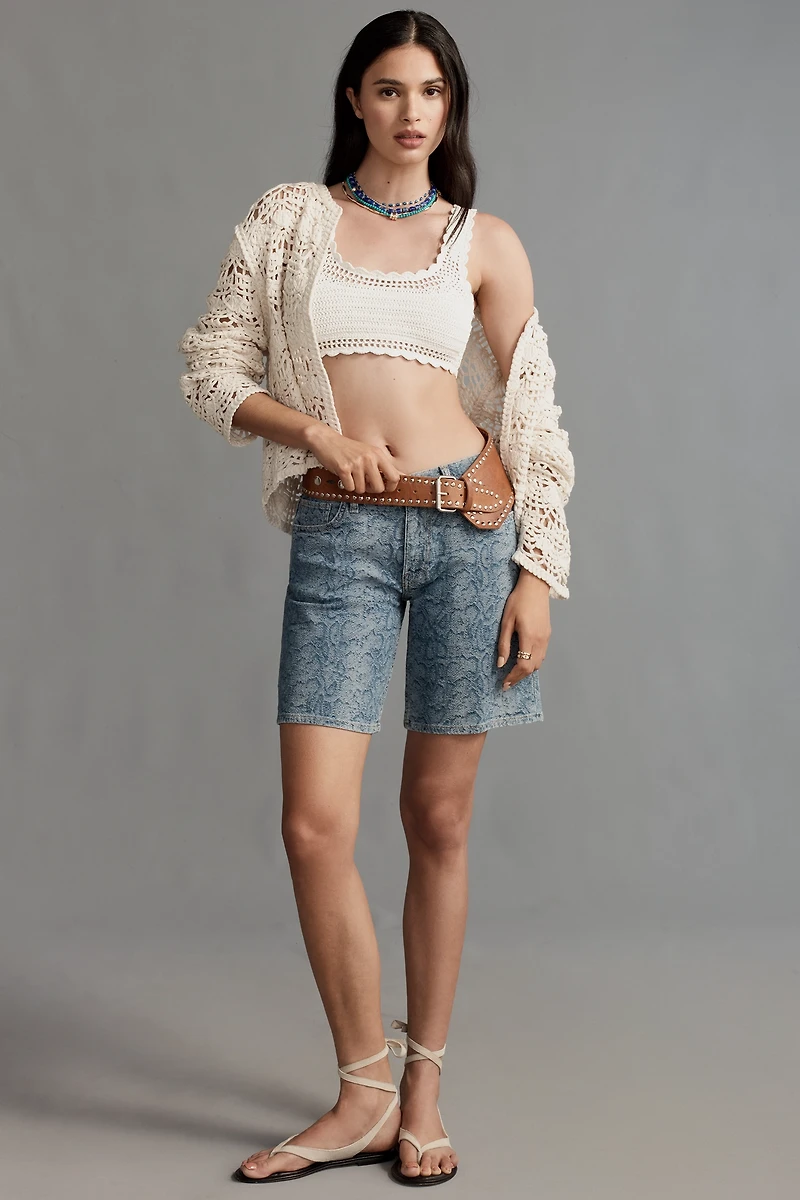 Hudson London Low-Rise Long Denim Shorts
