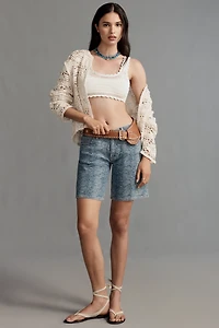Hudson London Low-Rise Long Denim Shorts