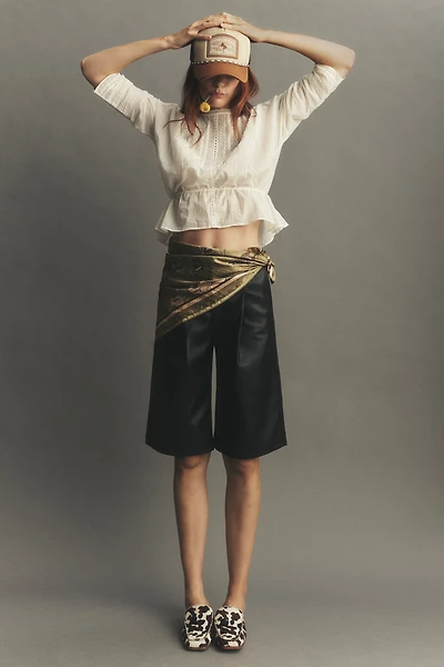 Hudson Faux-Leather Pleated Trouser Bermuda Shorts