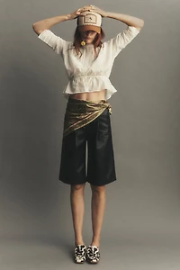 Hudson Faux-Leather Pleated Trouser Bermuda Shorts