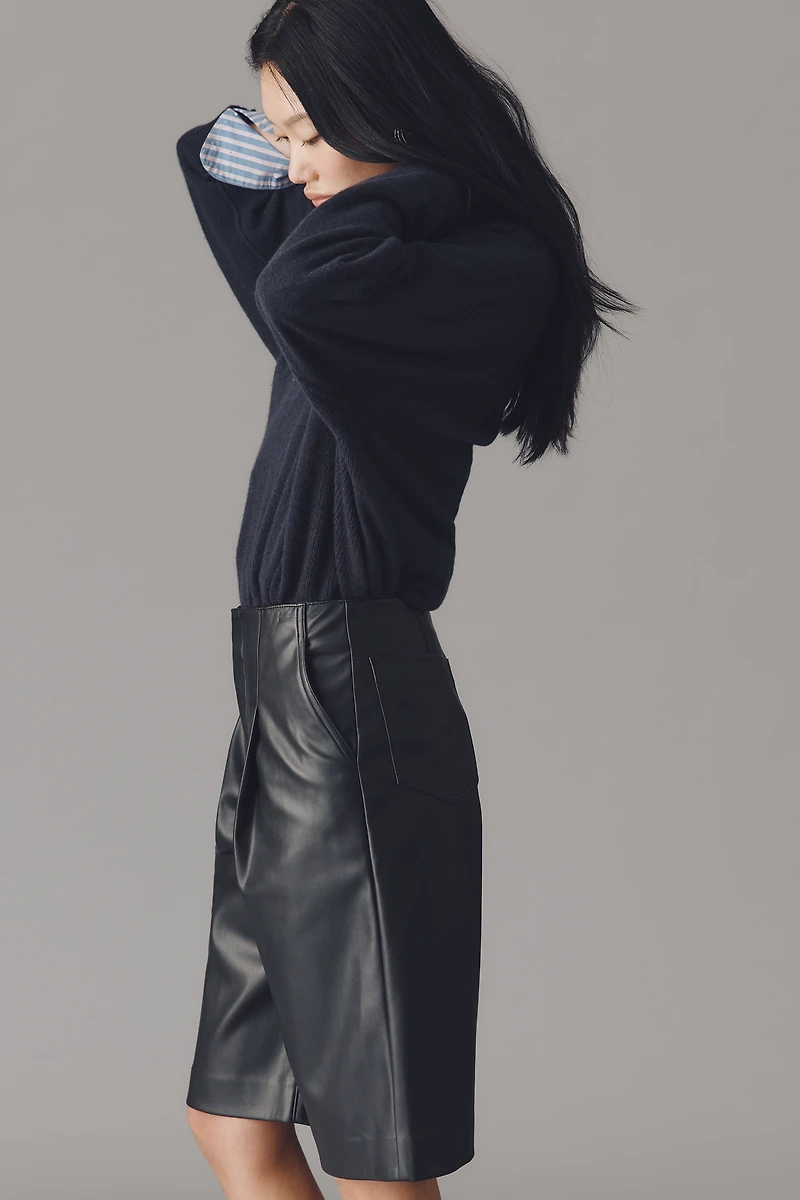 Hudson Faux Leather Pleated Trouser Bermuda Shorts