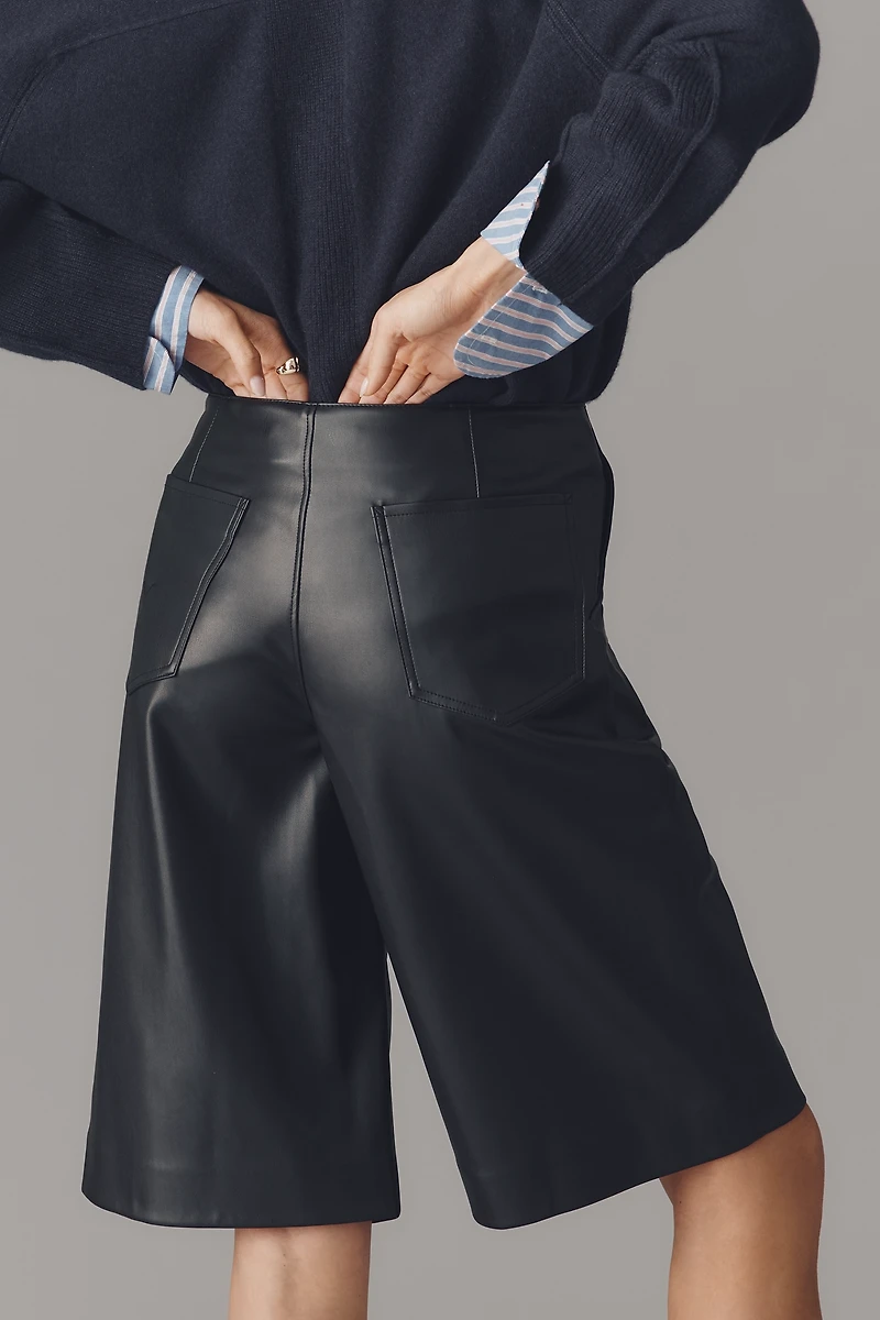 Hudson Faux Leather Pleated Trouser Bermuda Shorts