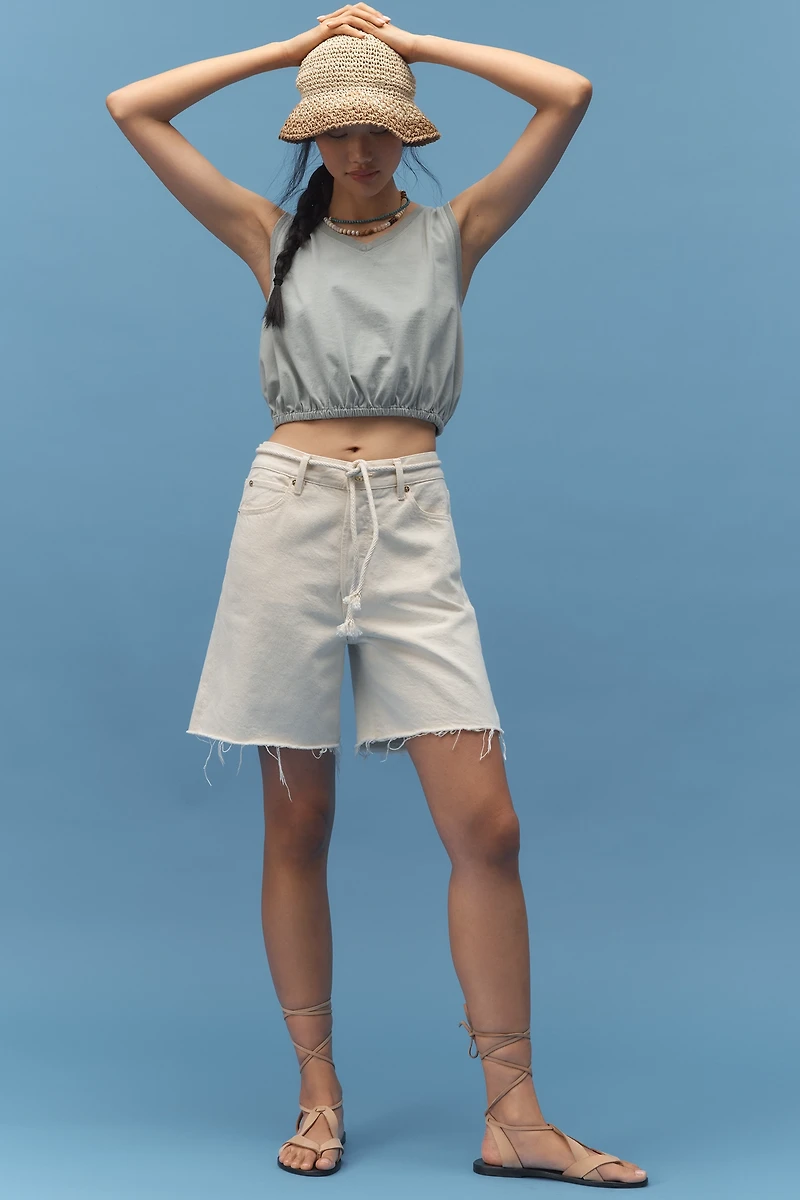 FRAME The Timeless Raw-Hem Denim Bermuda Shorts