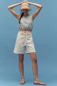 FRAME The Timeless Raw-Hem Denim Bermuda Shorts