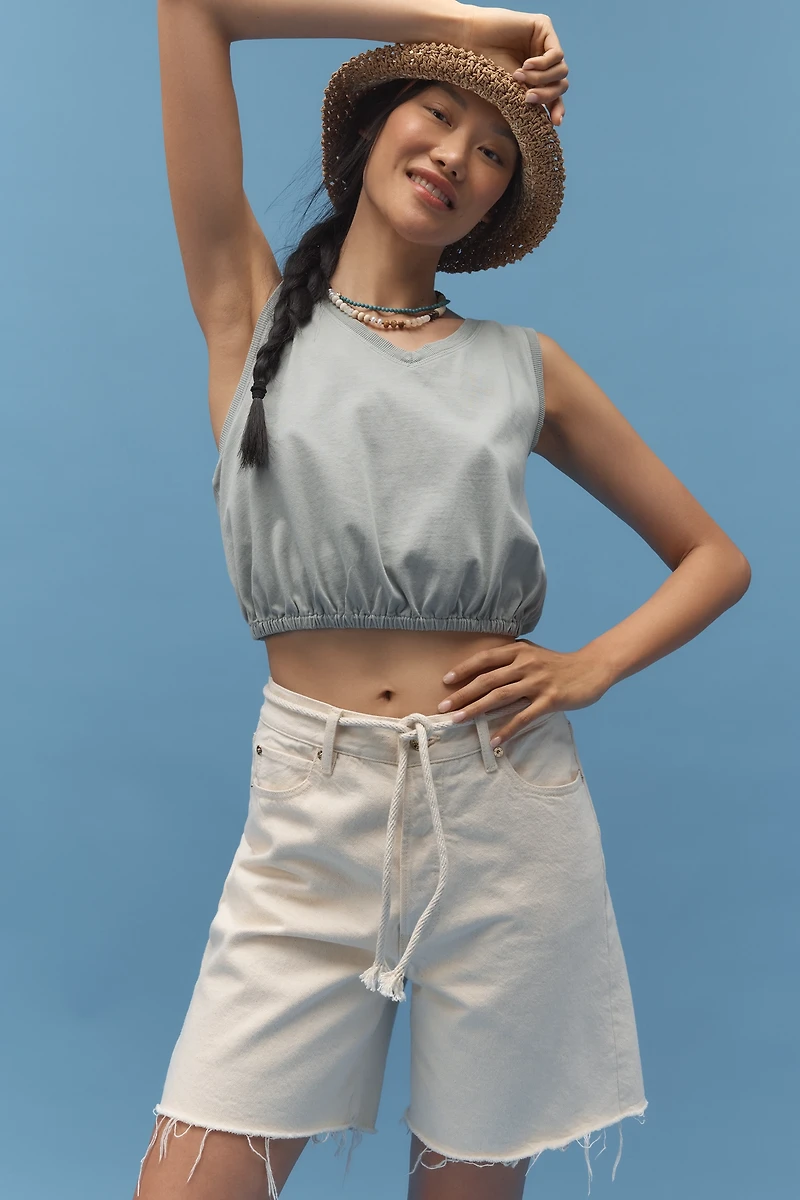 FRAME The Timeless Raw-Hem Denim Bermuda Shorts