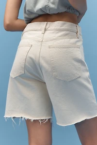 FRAME The Timeless Raw-Hem Denim Bermuda Shorts