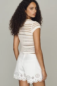 FRAME Cotton Eyelet Shorts