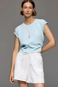 Ollari Cotton Lace Drawstring Shorts