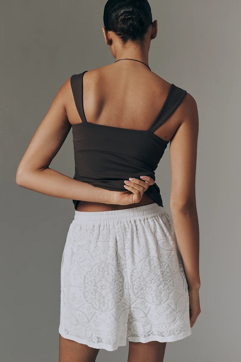 Ollari Cotton Lace Drawstring Shorts