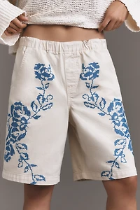 Pilcro Embroidered Pull-On Bermuda Shorts