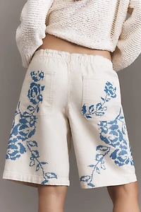 Pilcro Embroidered Pull-On Bermuda Shorts
