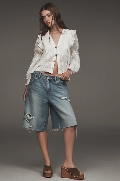 Pilcro Elastic-Back Denim Bermuda Shorts