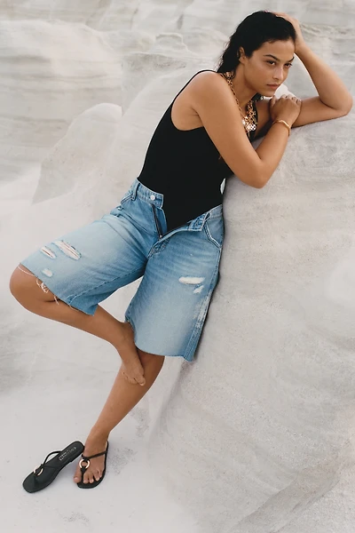 Pilcro Elastic-Back Denim Bermuda Shorts