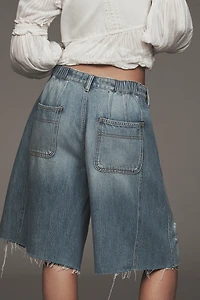 Pilcro Elastic-Back Denim Bermuda Shorts