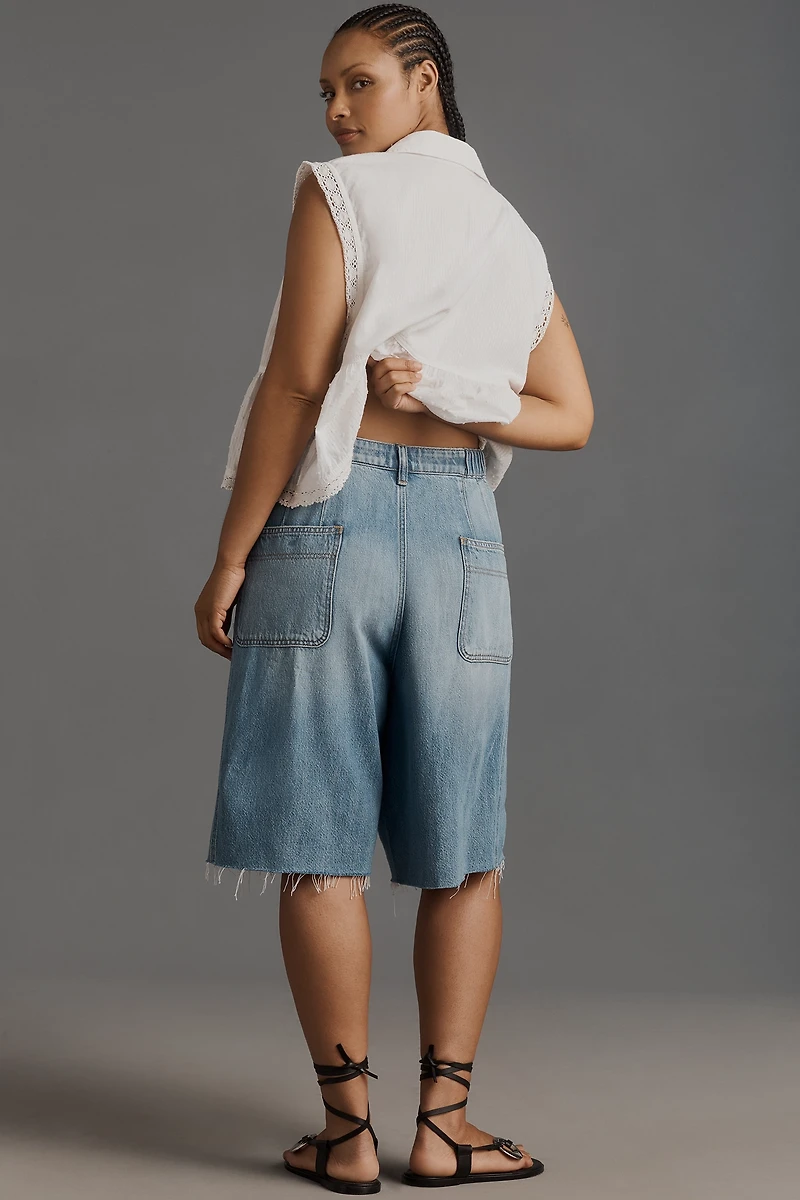 Pilcro Elastic-Back Denim Bermuda Shorts