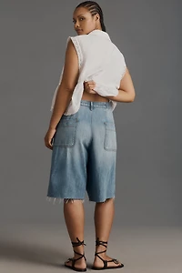 Pilcro Elastic-Back Denim Bermuda Shorts