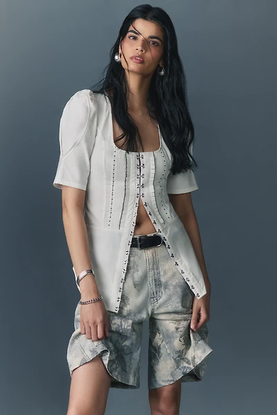 The Adi Mid-Rise Relaxed Bermuda Shorts by Pilcro