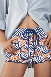 Farm Rio x Anthropologie Tie-Front Scallop-Hem Shorts