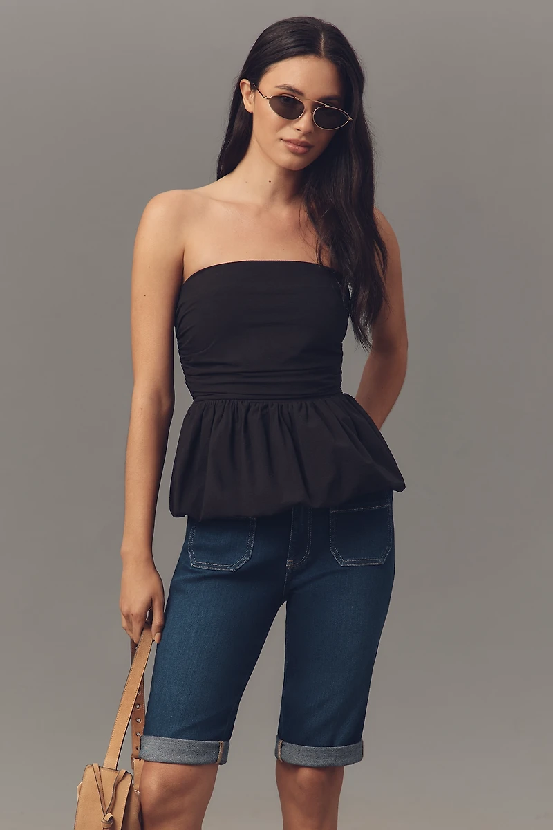 Pilcro Mid-Rise Patch Pocket Denim Bermuda Shorts