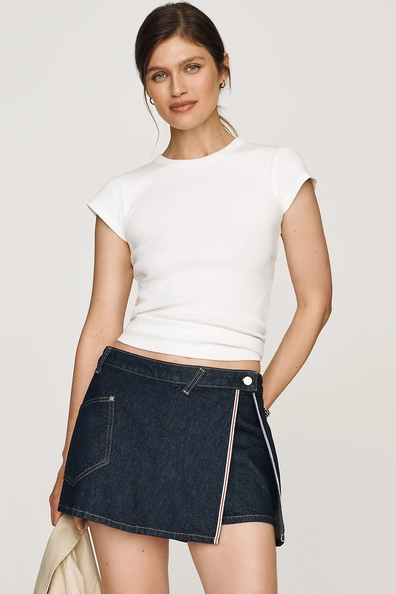 Maeve Reworked Denim Skort