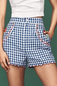 Pink City Prints Ava Linen Gingham Shorts