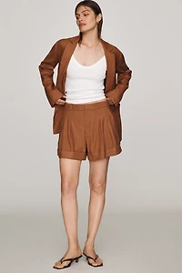 Avery European Linen Stretch Roll Cuff Shorts