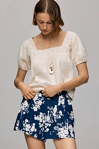 Avery European Linen Stretch Cuffed Shorts