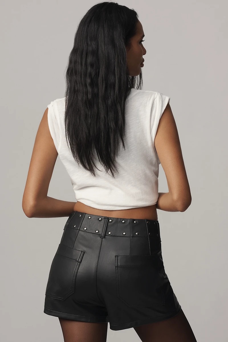 The Colette Studded Faux-Leather Shorts