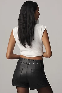 The Colette Studded Faux-Leather Shorts