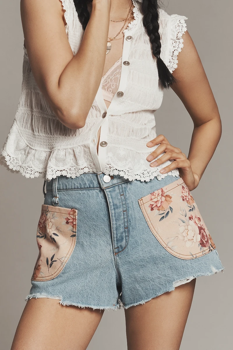 Pilcro Patchwork Pocket Denim Shorts