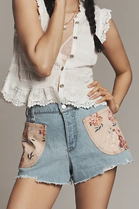 Pilcro Patchwork Pocket Denim Shorts
