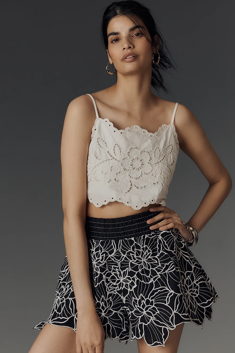 The Somerset Embroidered Linen Cotton Shorts