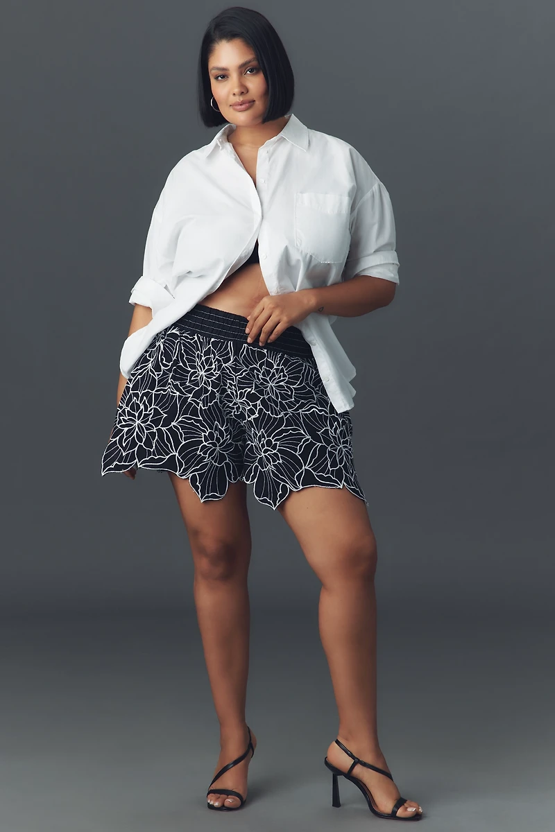 The Somerset Embroidered Linen Cotton Shorts