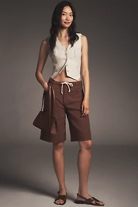 Pilcro Linen Blend Drawstring Bermuda Shorts