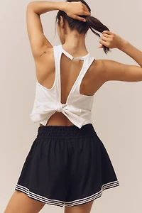 The Somerset Striped Trim Linen Cotton Shorts