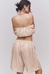 Maeve Linen Striped Bermuda Shorts