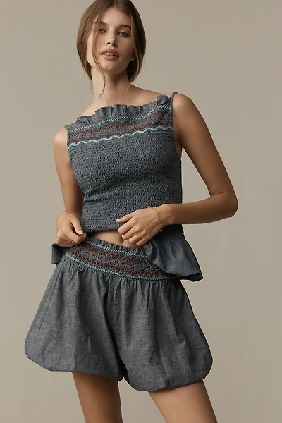 By Anthropologie Smocked Bubble Shorts