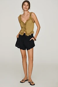 RAISONNEL Scalloped Eyelet Shorts
