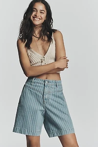 The Tiny Big Sister Striped Denim Bermuda Shorts