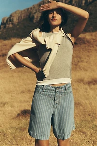 The Tiny Big Sister Striped Denim Bermuda Shorts