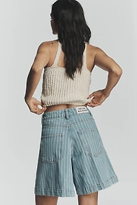 The Tiny Big Sister Striped Denim Bermuda Shorts