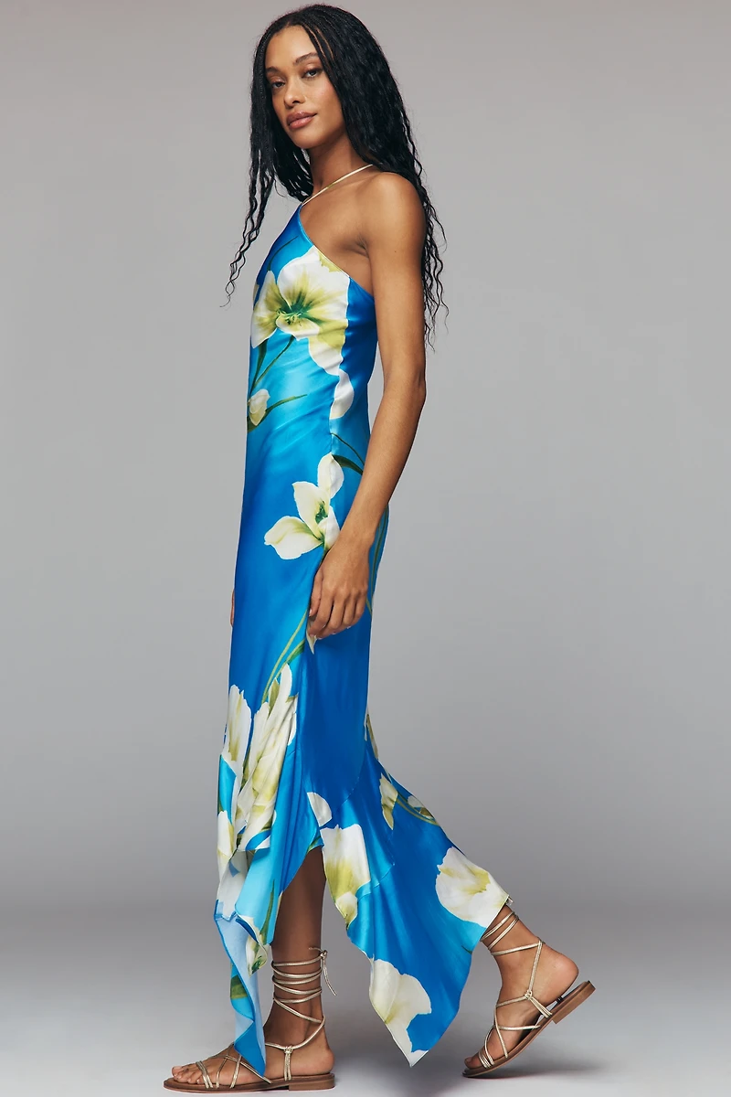 Amanda Uprichard Asymmetric Satin Maxi Dress
