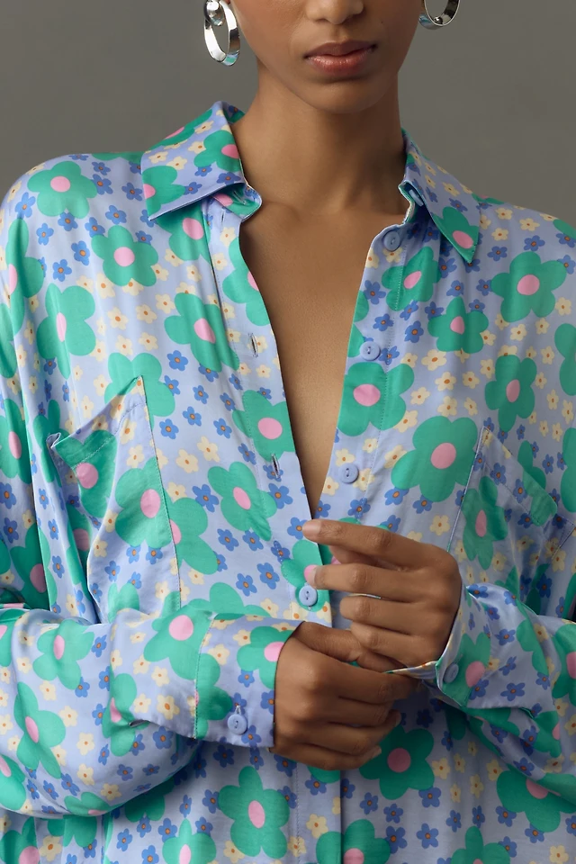 plenty by tracy reese printed mini shirt dress NWT Plenty by Tracy Reese Shirt Dress Lace Back Blue Pink Tenchifa Floral S $180