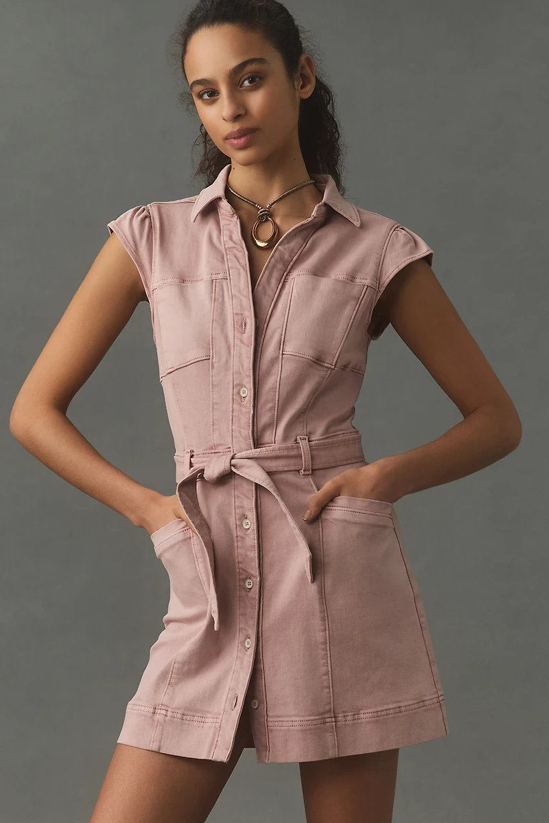 PAIGE Jaxsyn Cap-Sleeve Collared Utility Dress