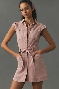 PAIGE Jaxsyn Cap-Sleeve Collared Utility Dress