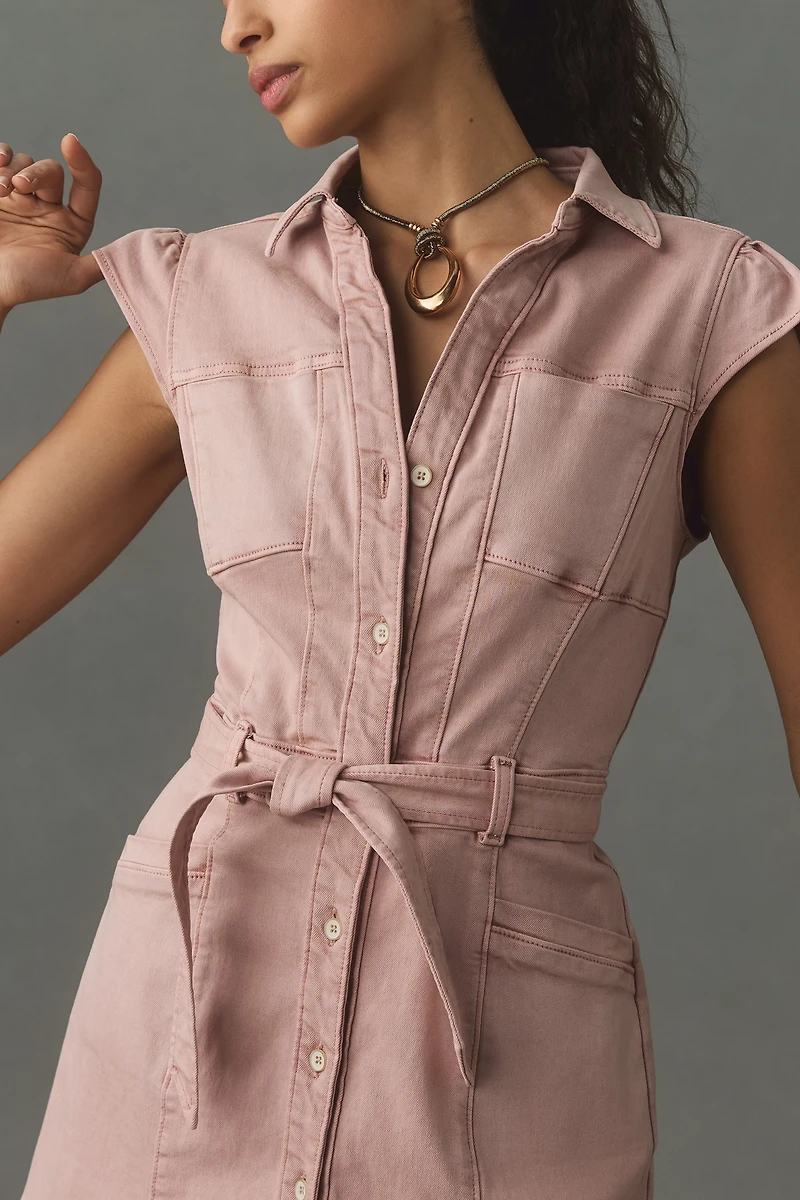 PAIGE Jaxsyn Cap-Sleeve Collared Utility Dress