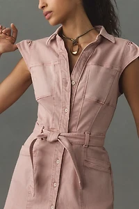 PAIGE Jaxsyn Cap-Sleeve Collared Utility Dress